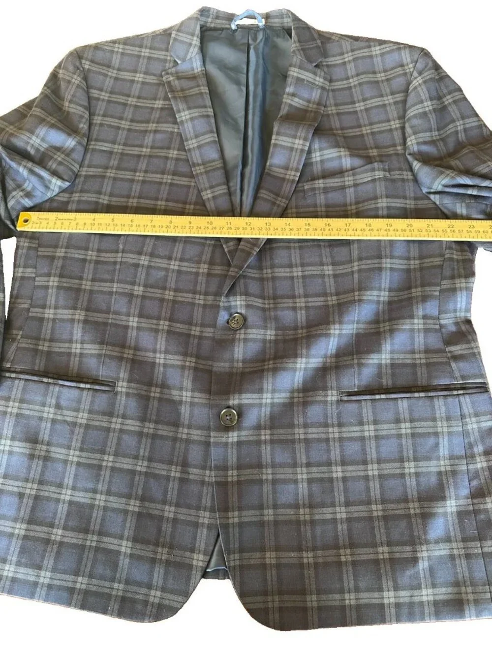 Bar III Men’s Slim Fit Blue Plaid Blazer 48R Two Button Sport Coat